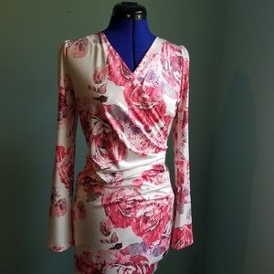 Pink and White Floral fitted dress